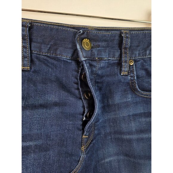 GAP Jean Skirt Women's Size 28 / 6  Dark Blue Denim Button Fly Cut Off Skirt - Picture 4 of 10